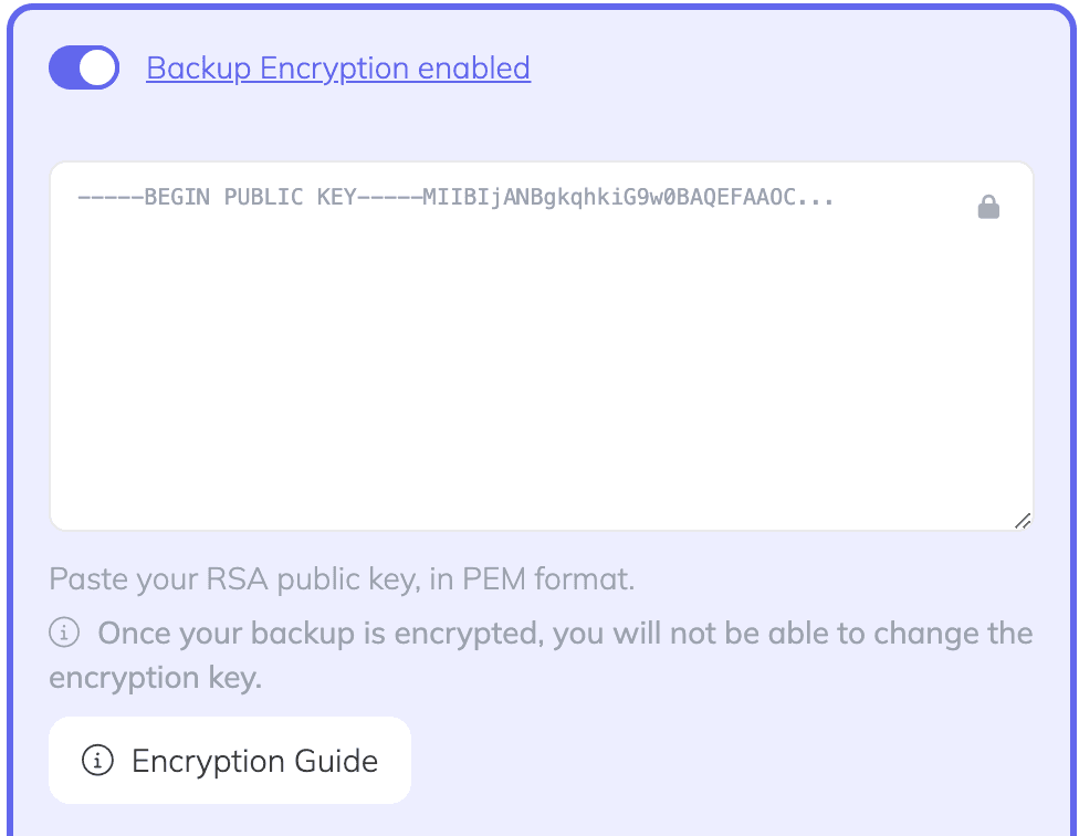 simplebackups app backup encryption
