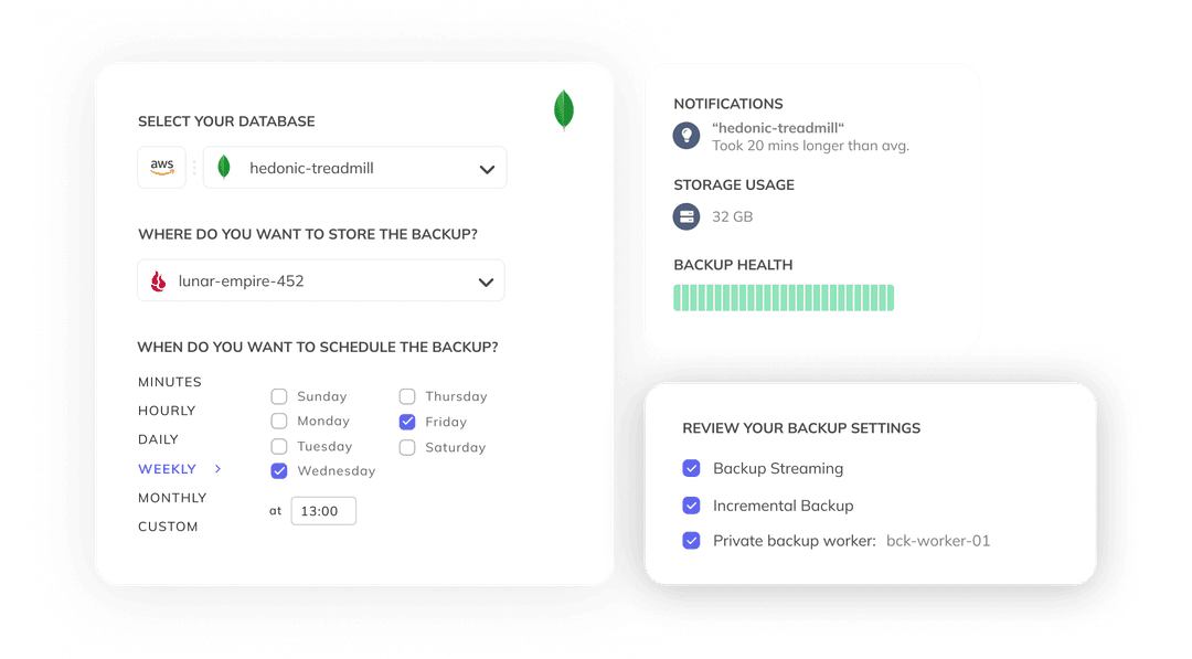 SimpleBackups MongoDB backup dashboard: all your MongoDB backups in one place