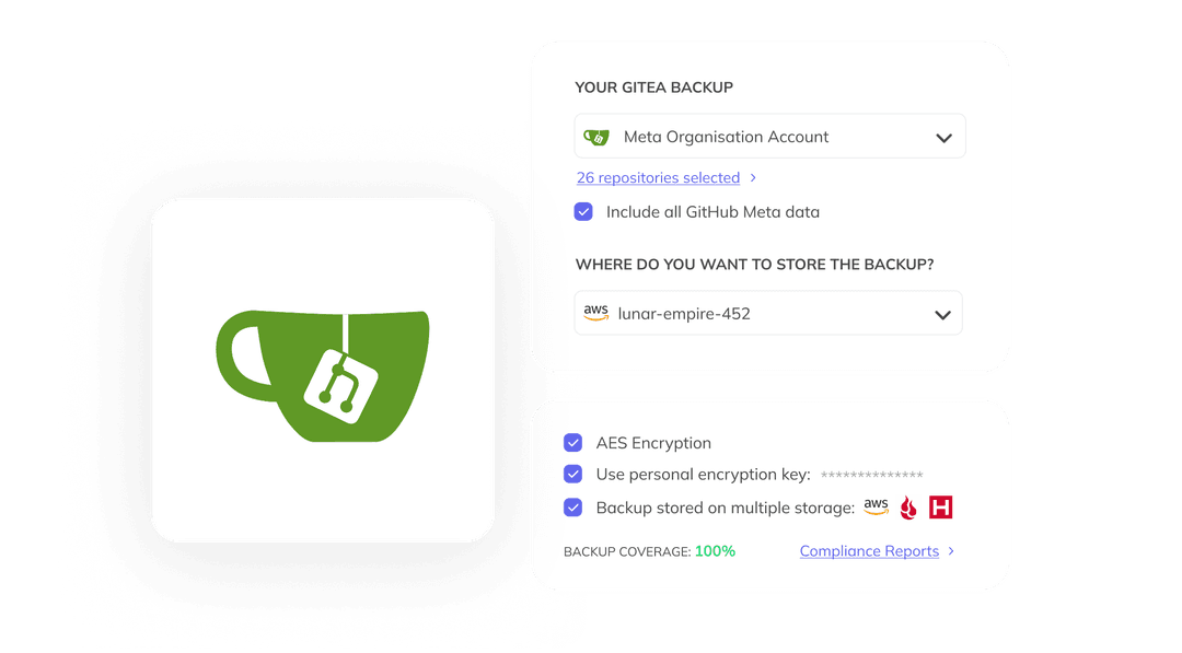 SimpleBackups Gitea backup dashboard: scheduled Gitea Backups