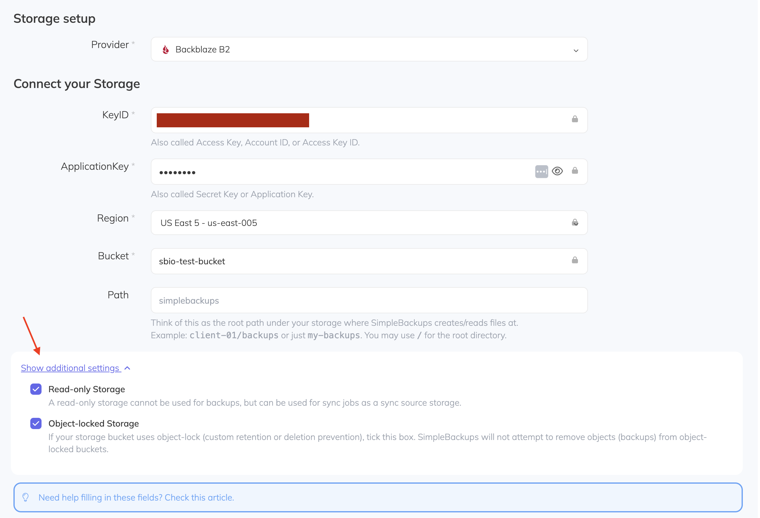 Connecting read-only storage bucket screenshot 4