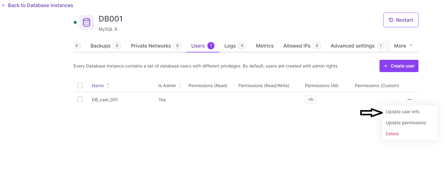 Scaleway Database screenshot 4