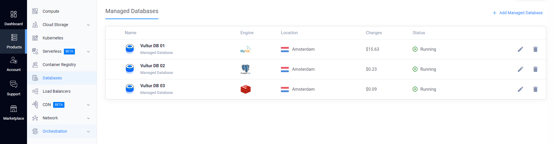 Vultr Database screenshot 1