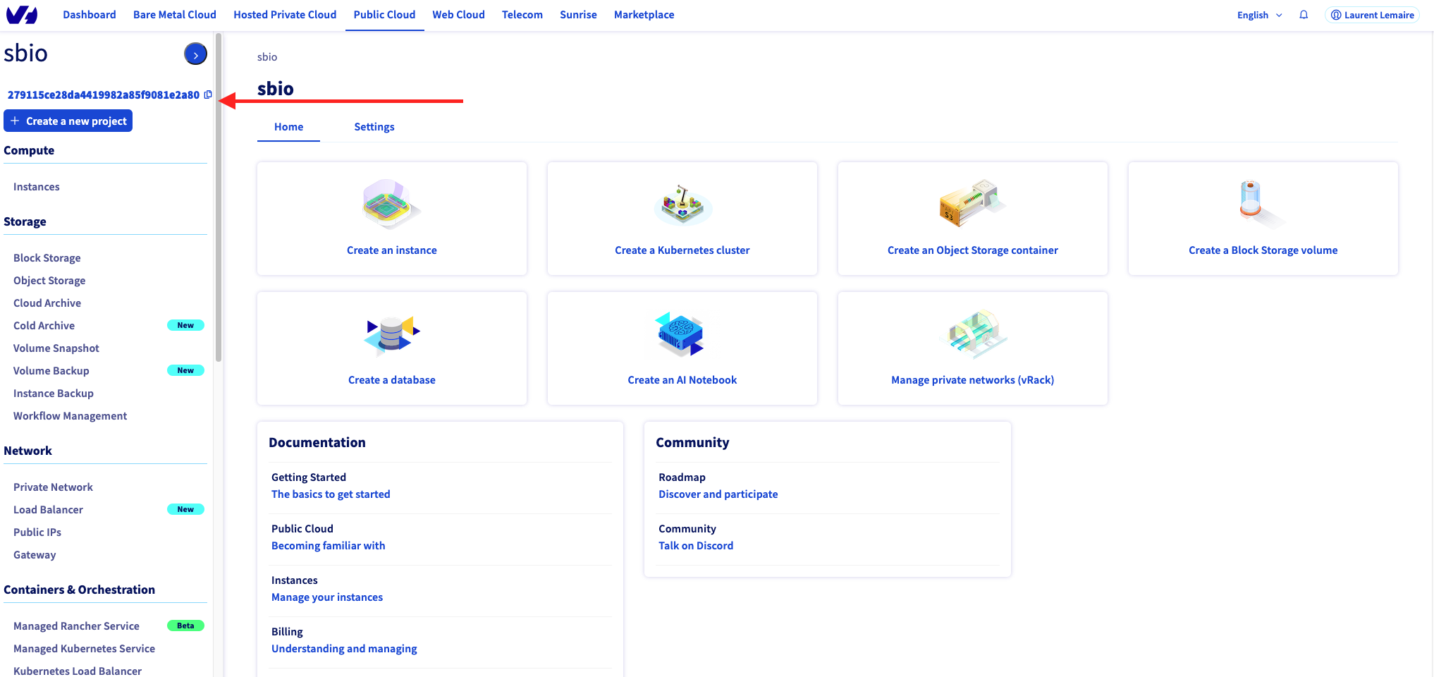 OVH - Credentials detail view