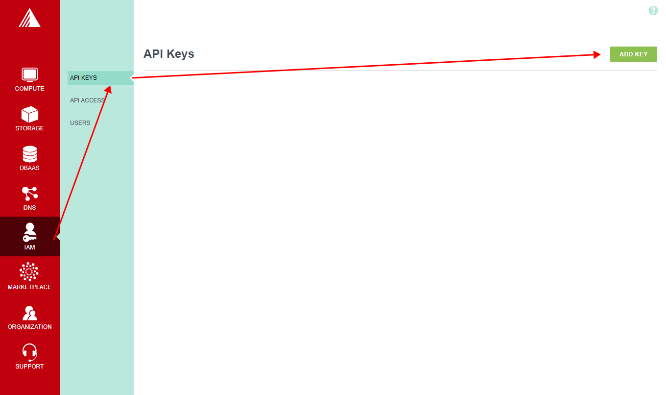 Exoscale - API Keys section