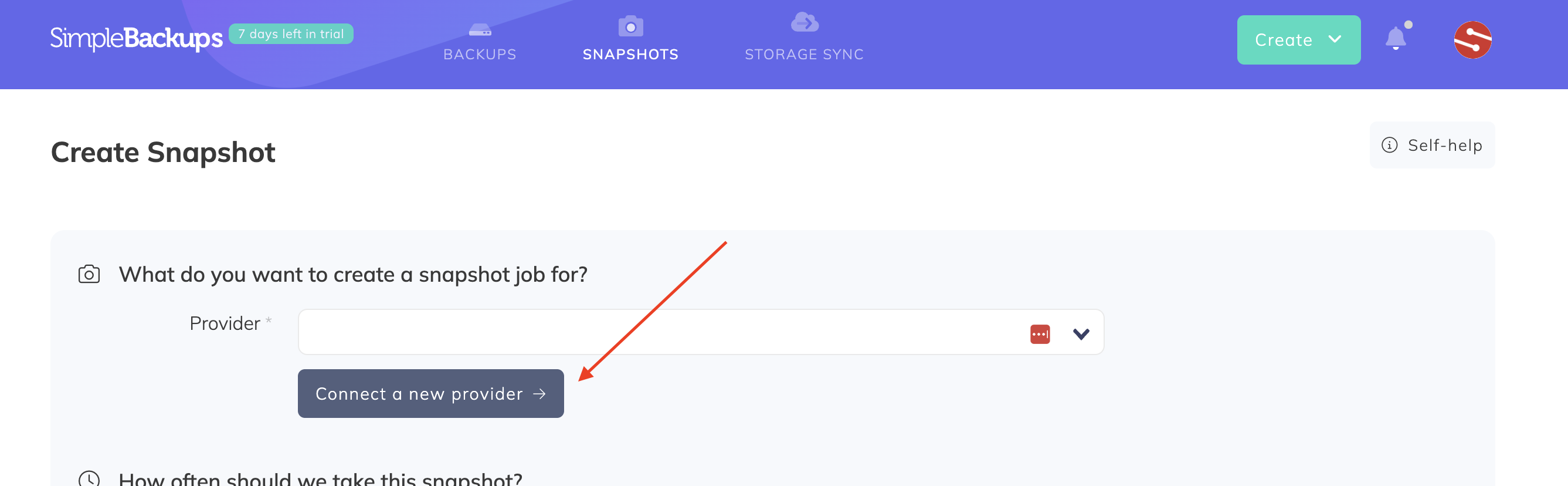 SimpleBackups - Connect a new provider