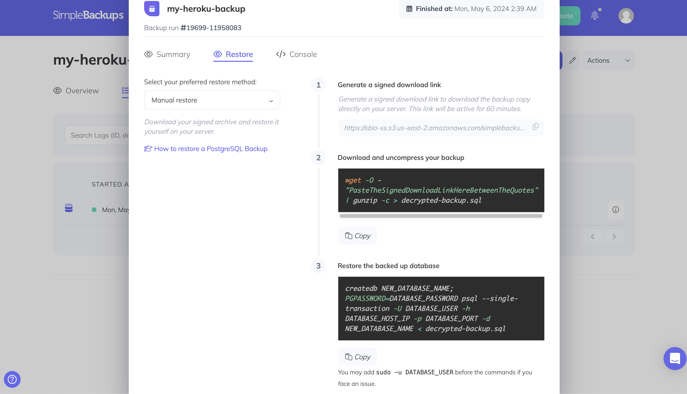 Scalingo Database screenshot 13