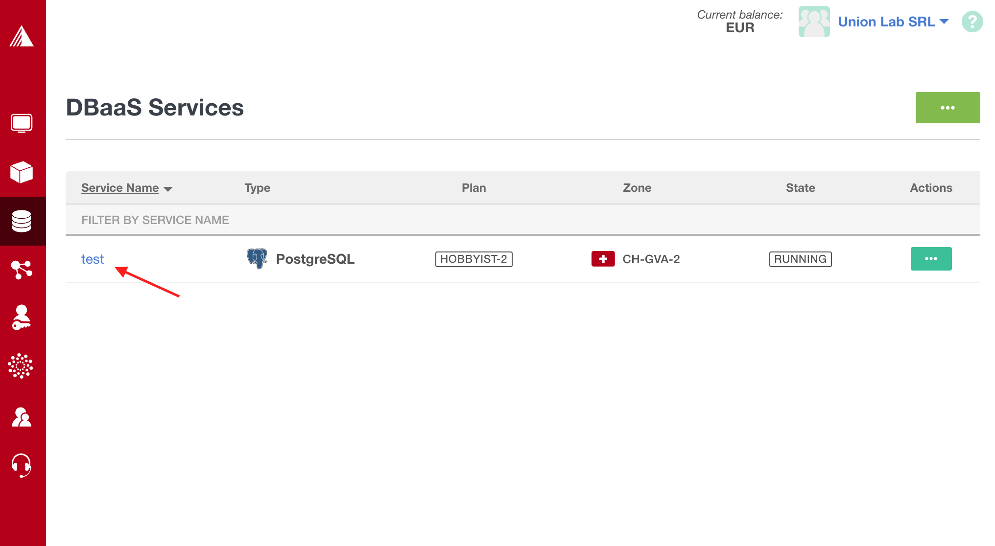 Exoscale PostgreSQL screenshot 1