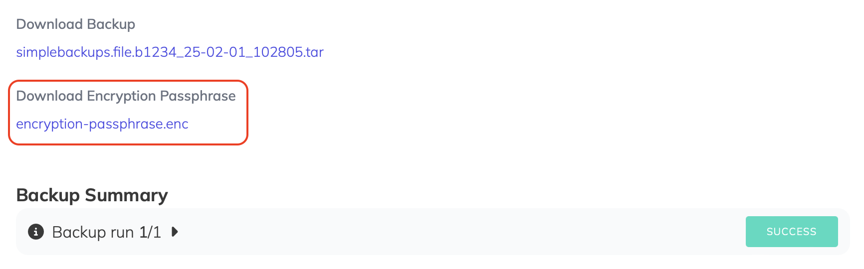 Backup Encryption screenshot 1