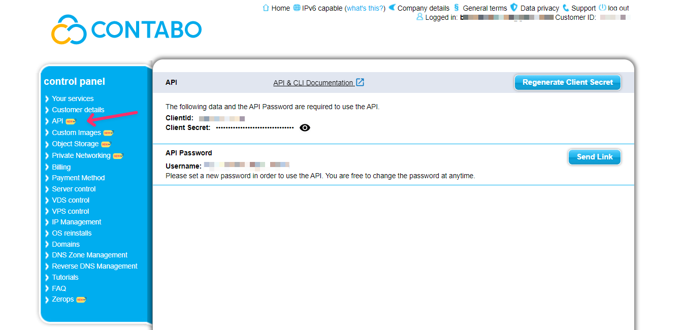 Contabo - Generated API token