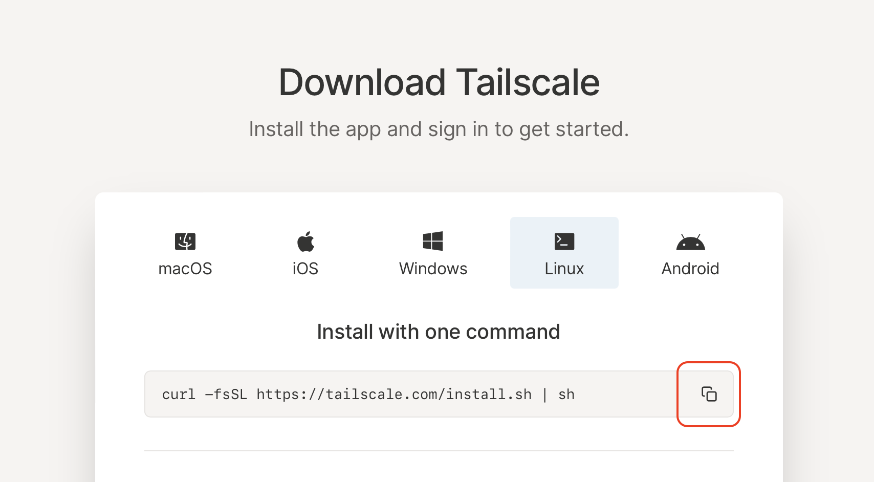 The Tailscale admin console showing the machine is connected