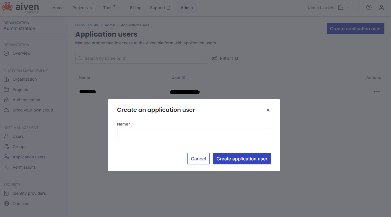 Aiven Database screenshot 2