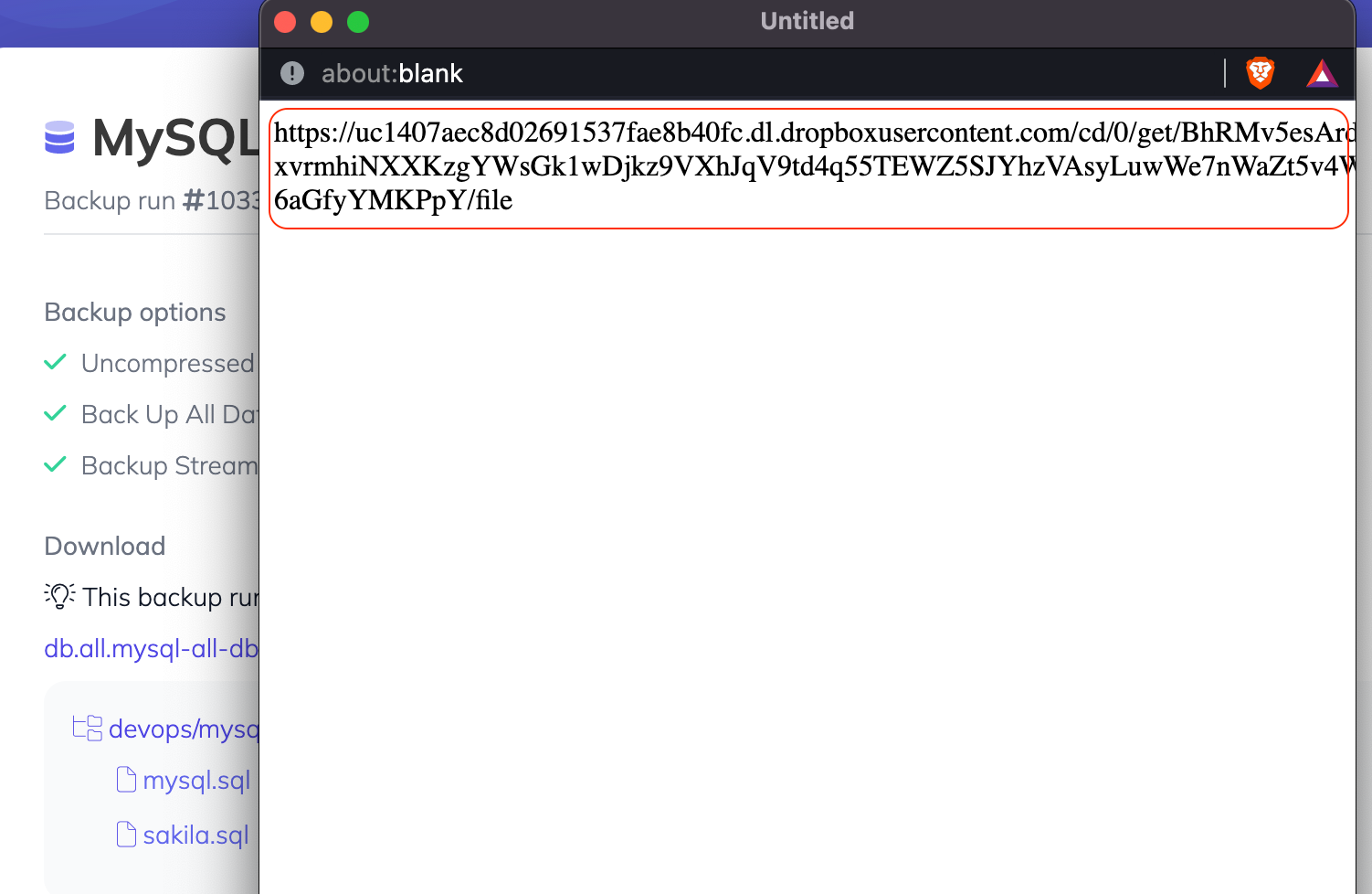 How to download individual files when backing up all databases? screenshot 3