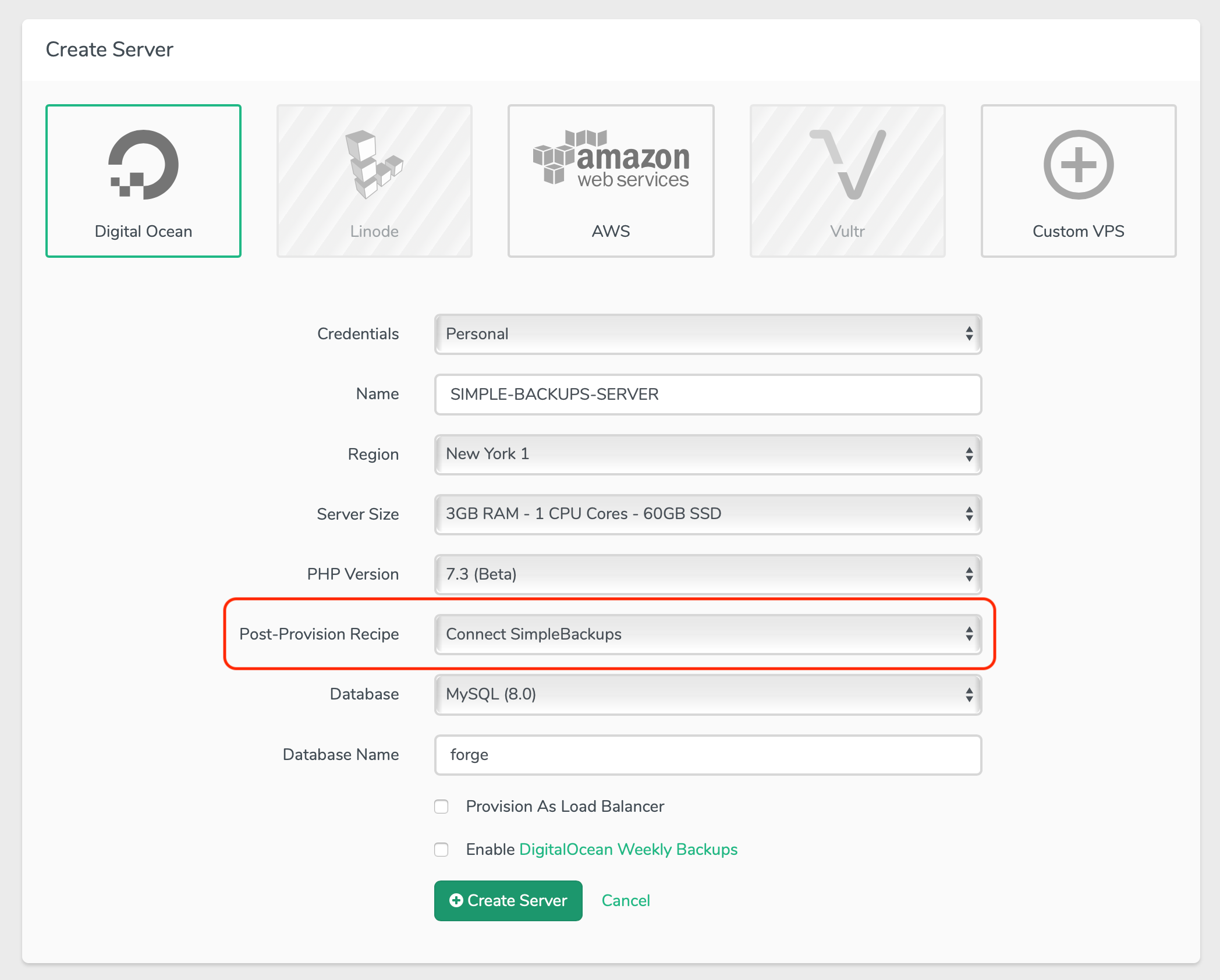 Automatically provision servers screenshot 2