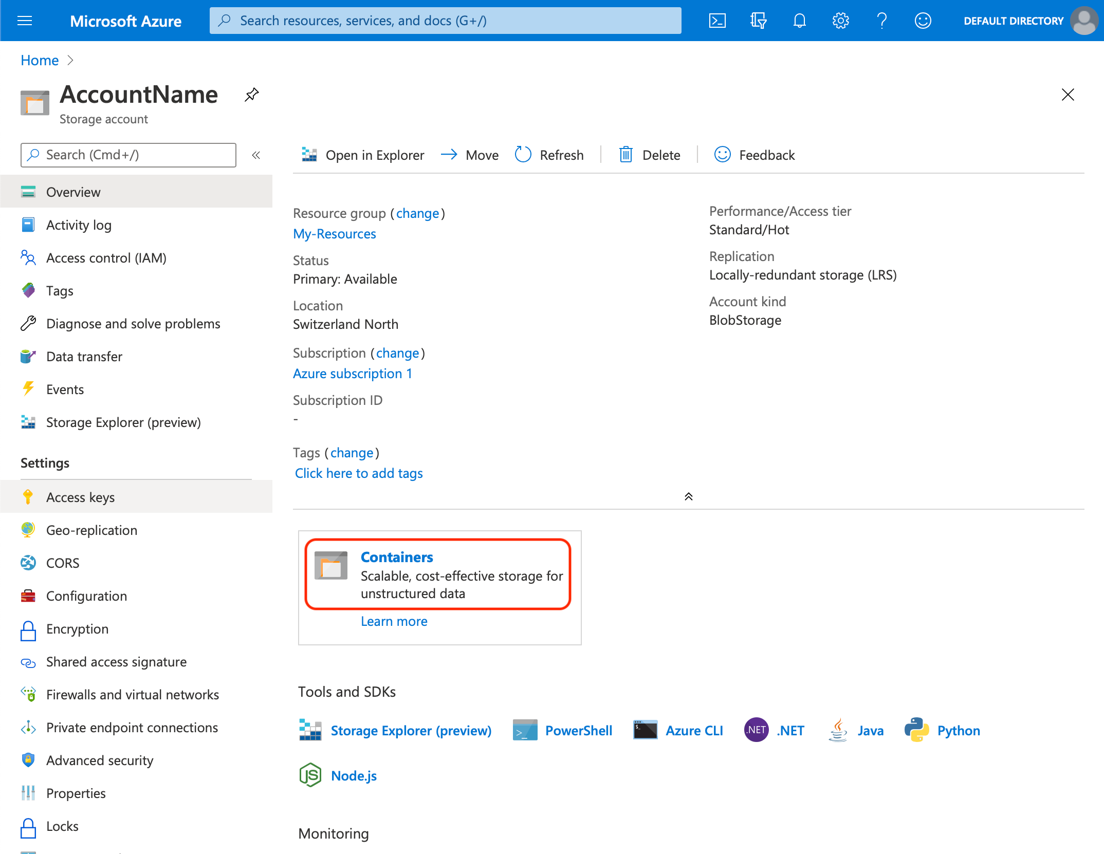 Azure Blob screenshot 1