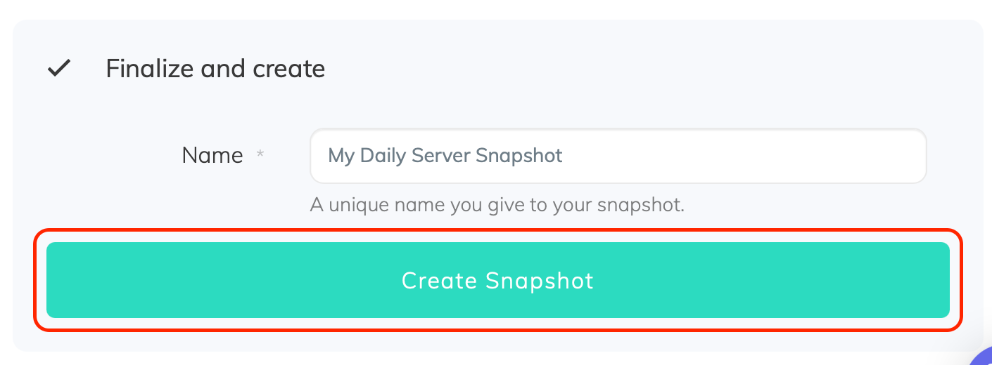 SimpleBackups - Snapshot job created