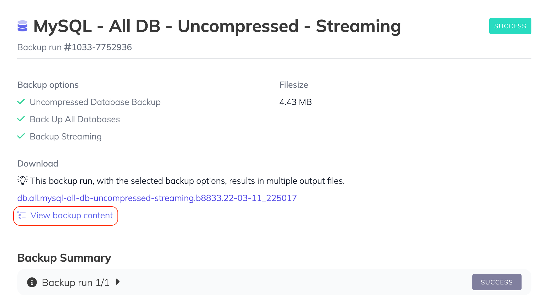 How to download individual files when backing up all databases? screenshot 1