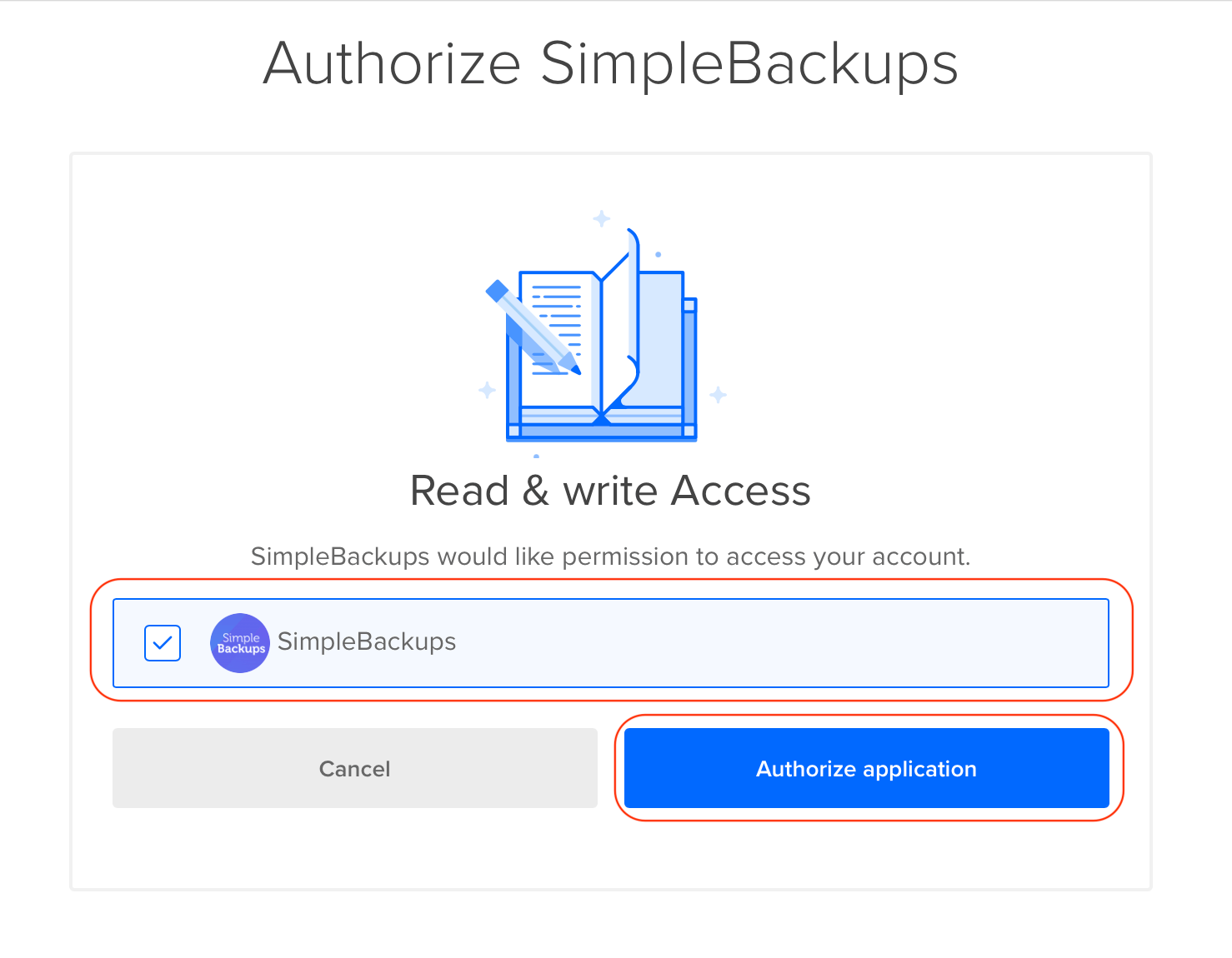 DigitalOcean - Authorize SimpleBackups