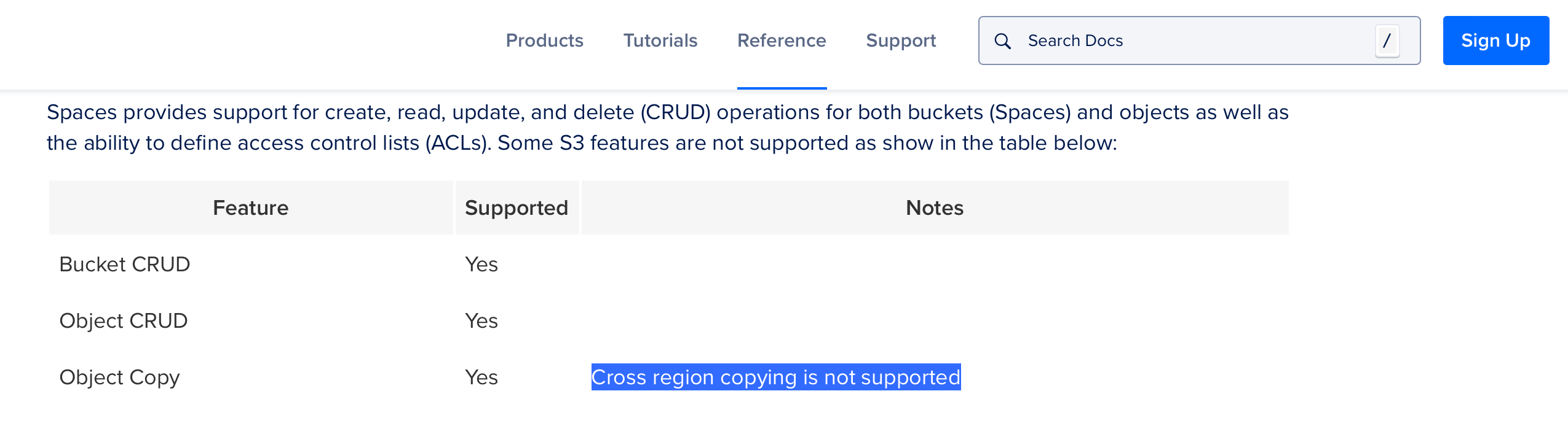 DigitalOcean Spaces metadata behavior across regions