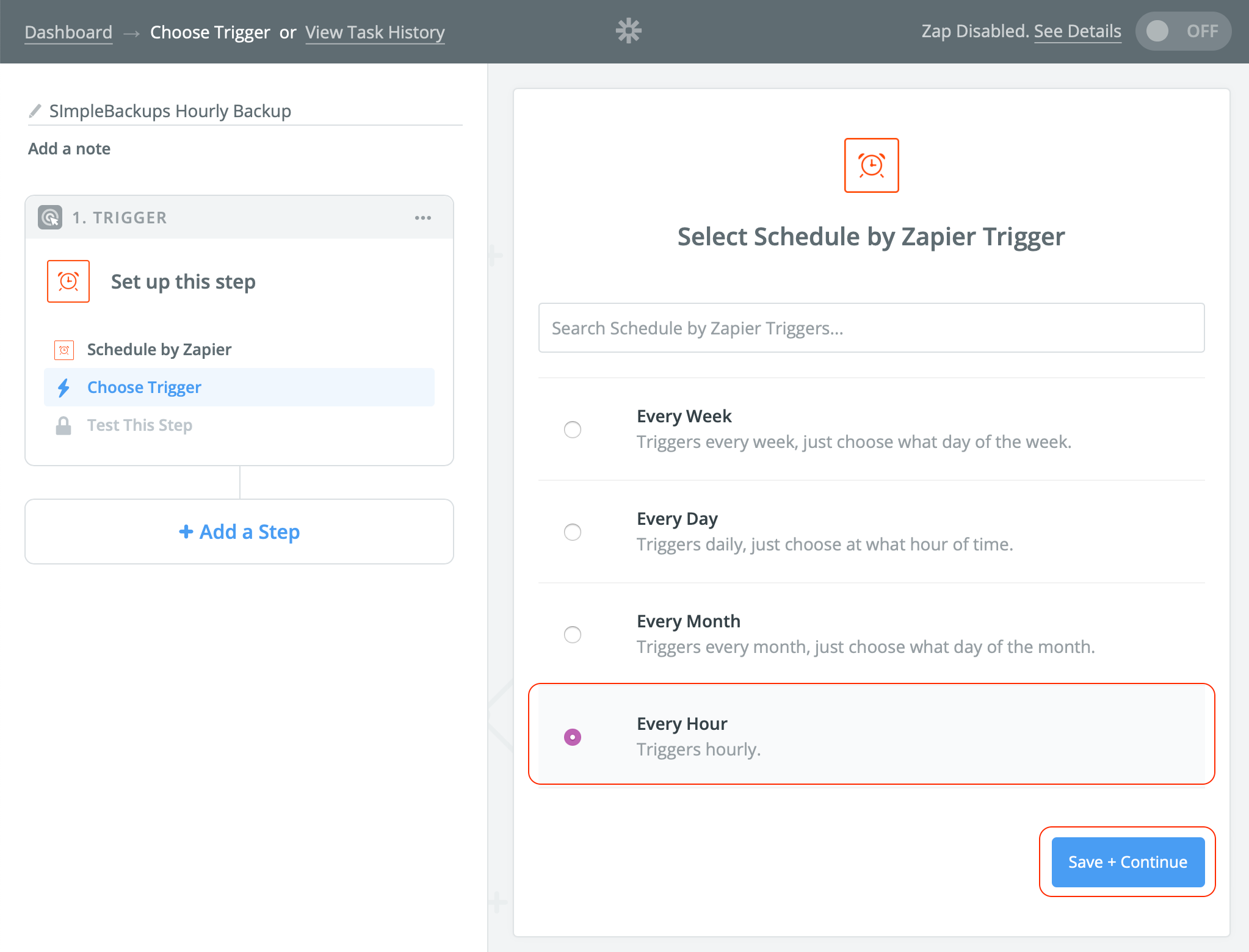 Backup Trigger URL screenshot 3