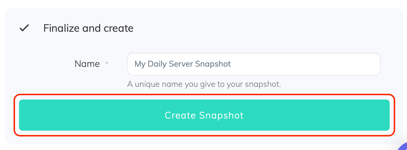 SimpleBackups - Snapshot job created