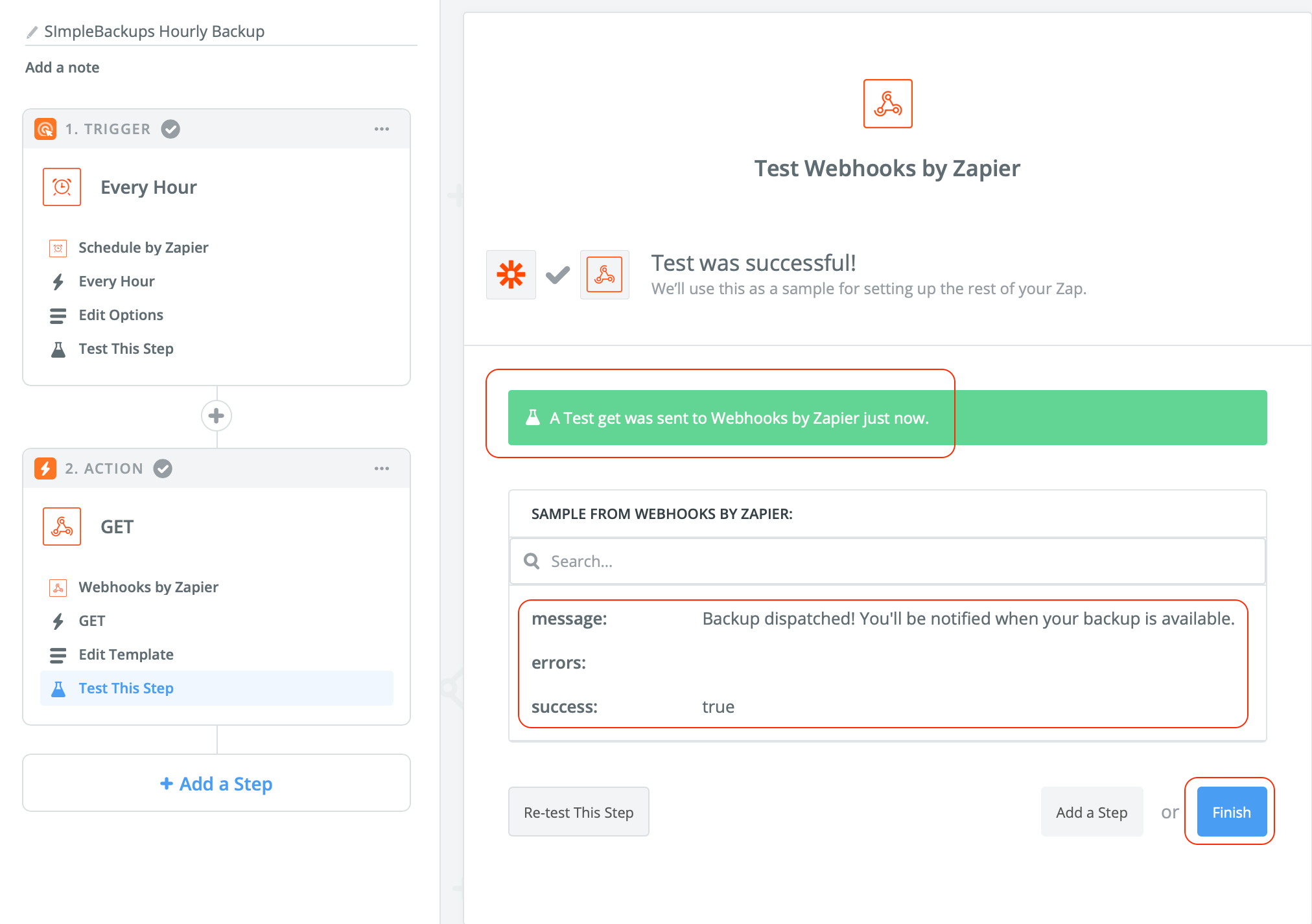 Backup Trigger URL screenshot 9