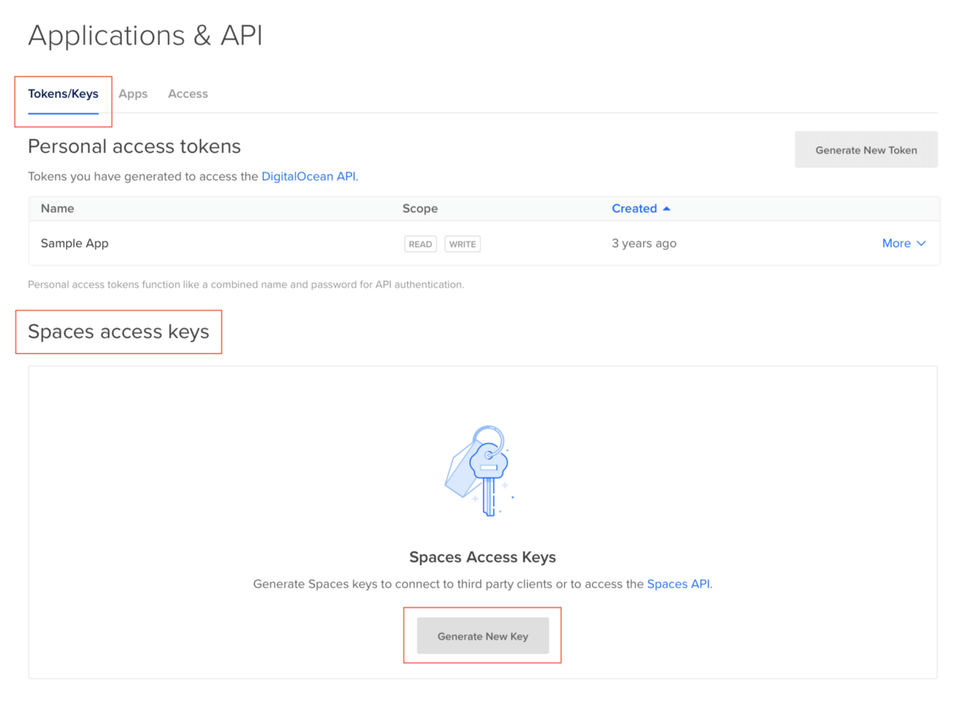 Create DigitalOcean Spaces credentials