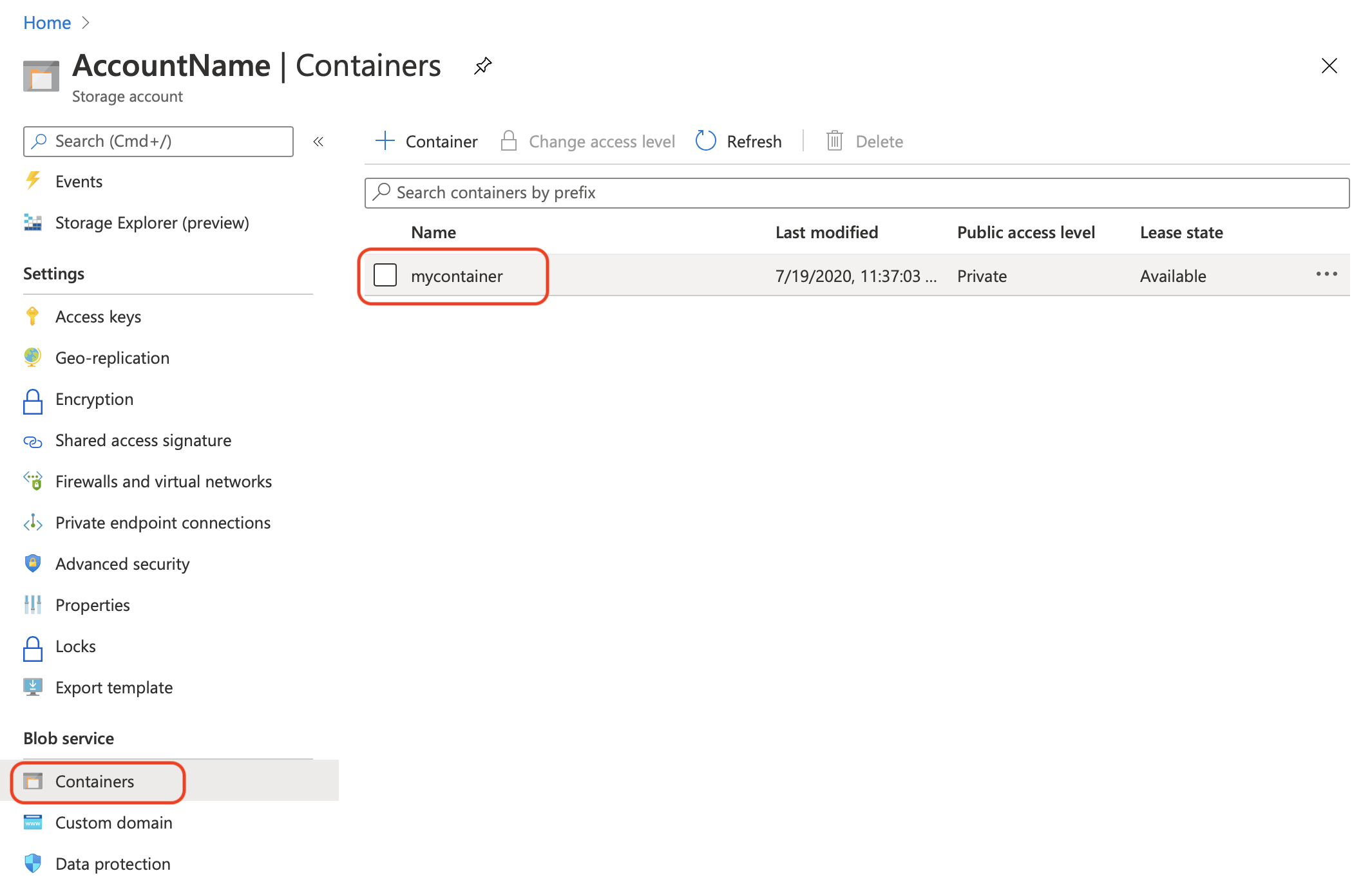 Microsoft Azure Storage Container