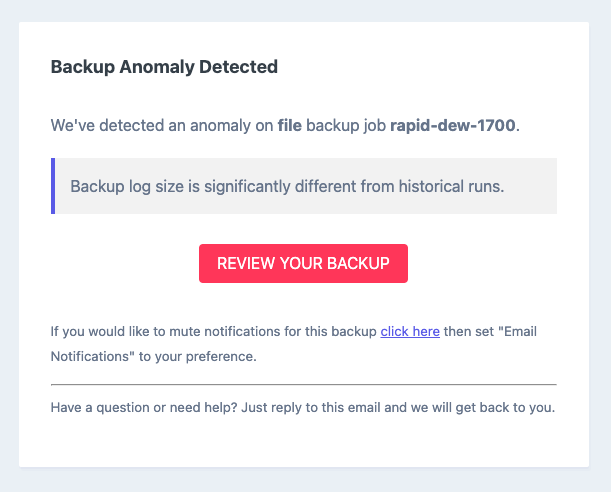 Backup Anomaly detection