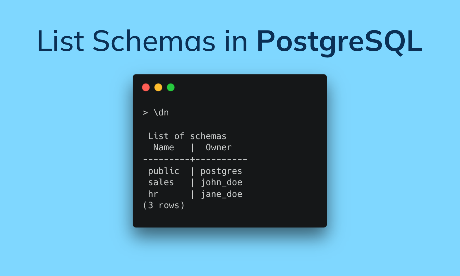 PostgreSQL List Schemas