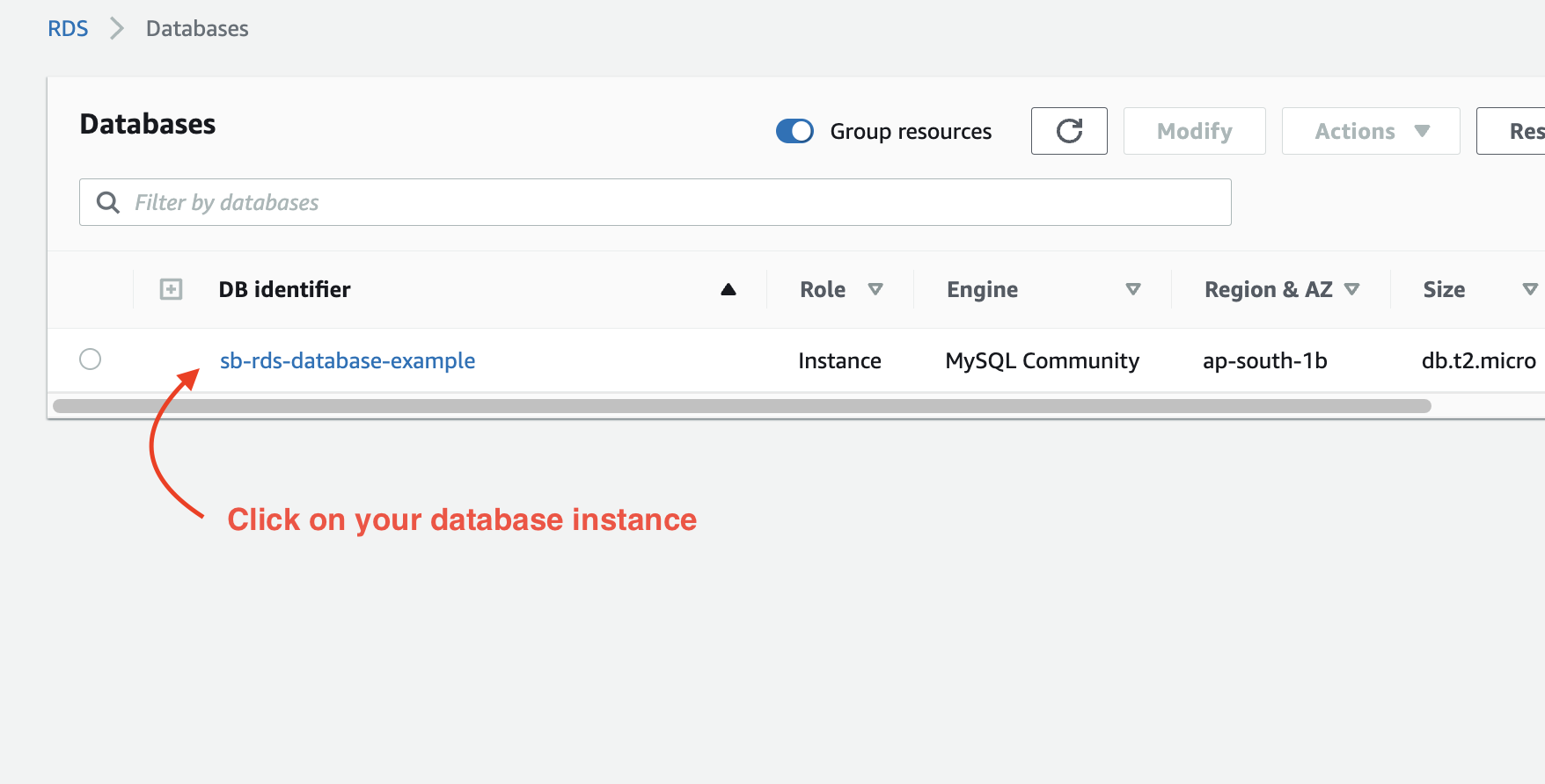 how to select the right aws rds database to back up