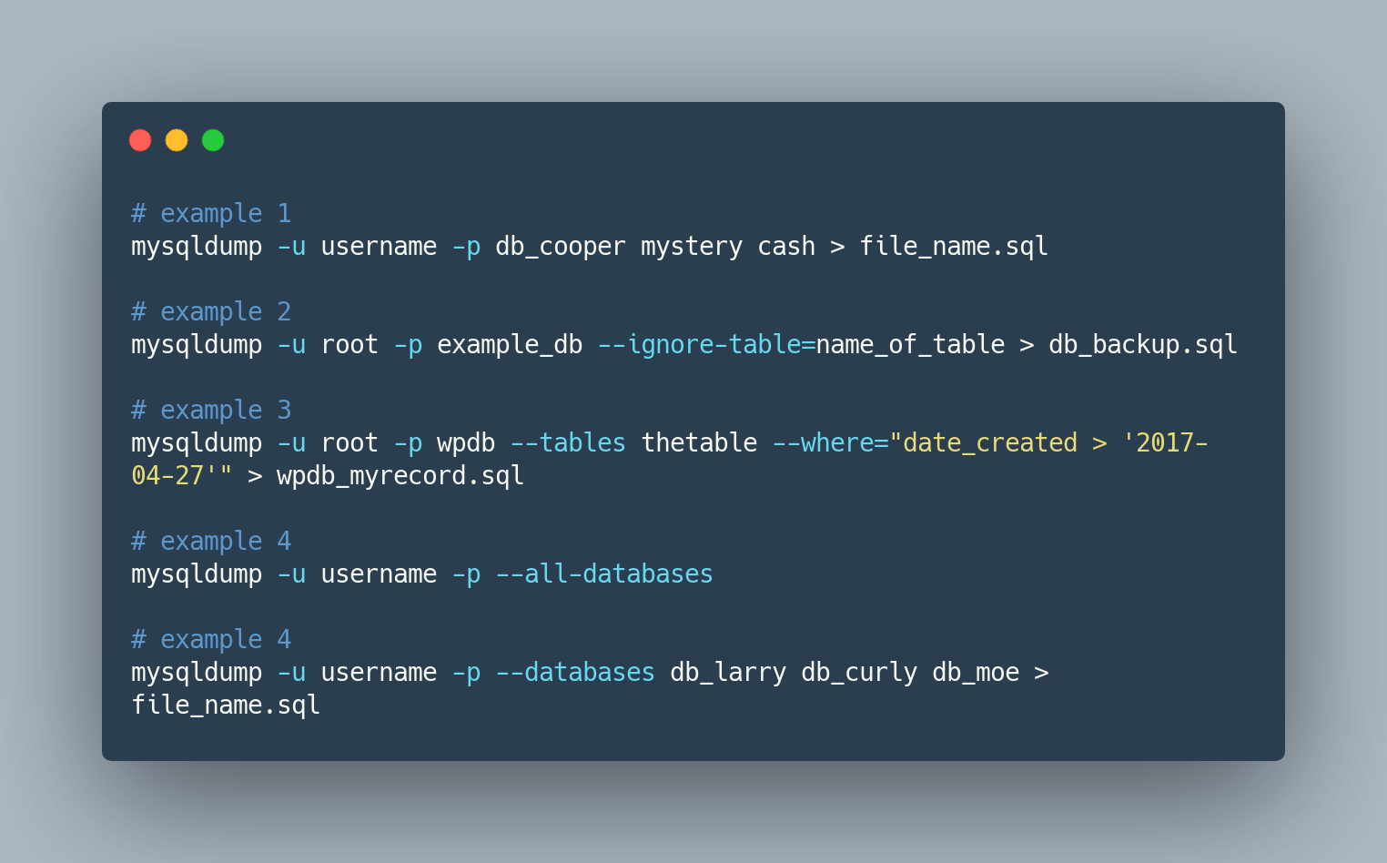 Mysql Database Example