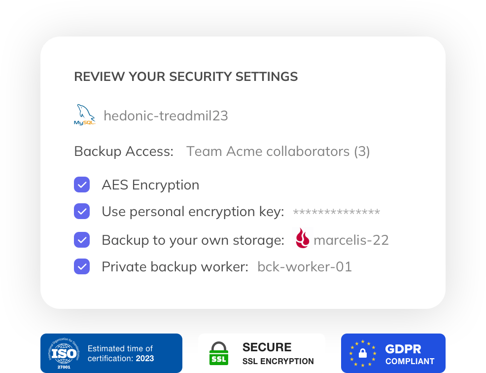 Backup default security