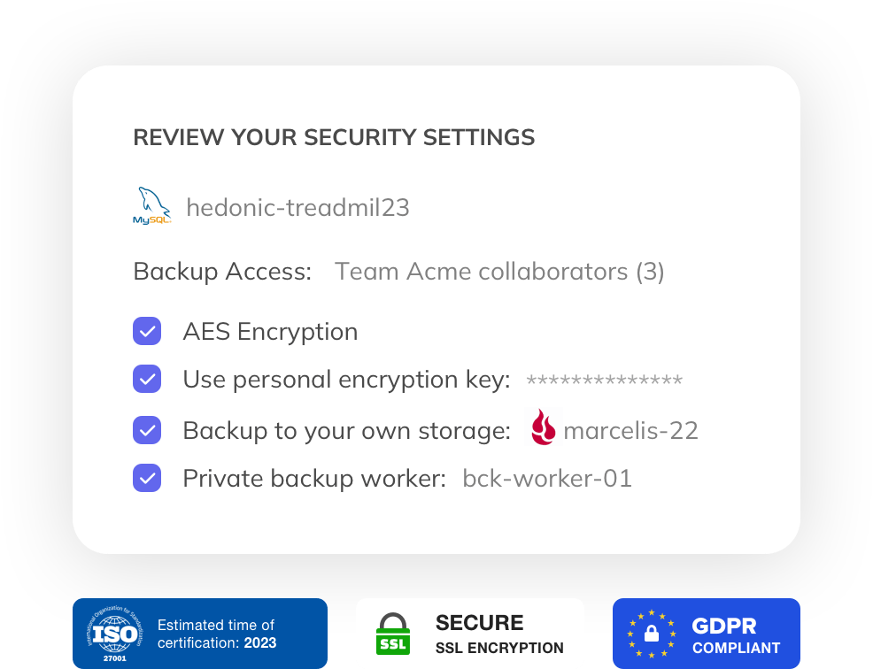 Backup mysql security